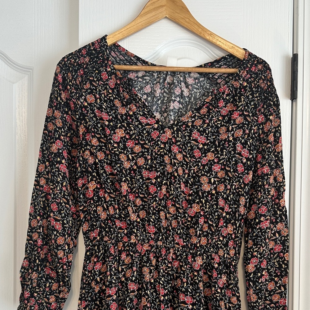 Old Navy Black and Pink Floral Long Sleeve Dress - Picture 3 of 4
